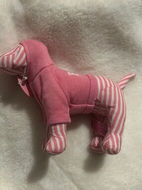 PINK Victoria's Secret Striped Pink Plush Dog in Hoodie